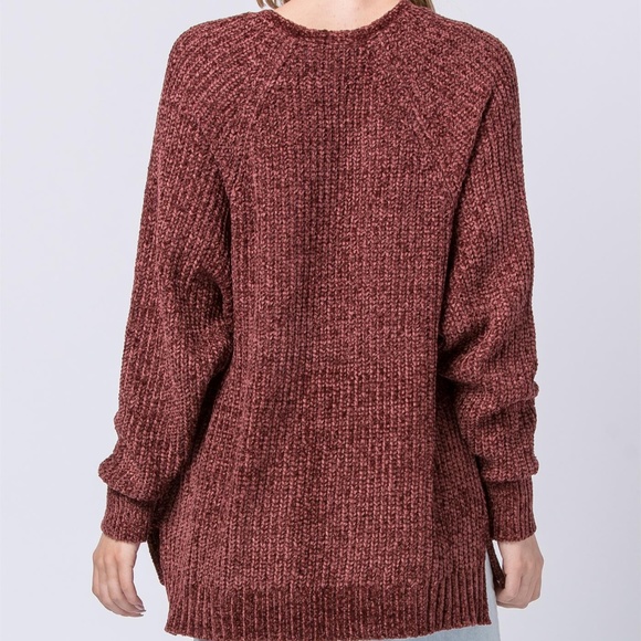 Chenille Open Knit Cardigan Sweater Warm NWT - Picture 5 of 8